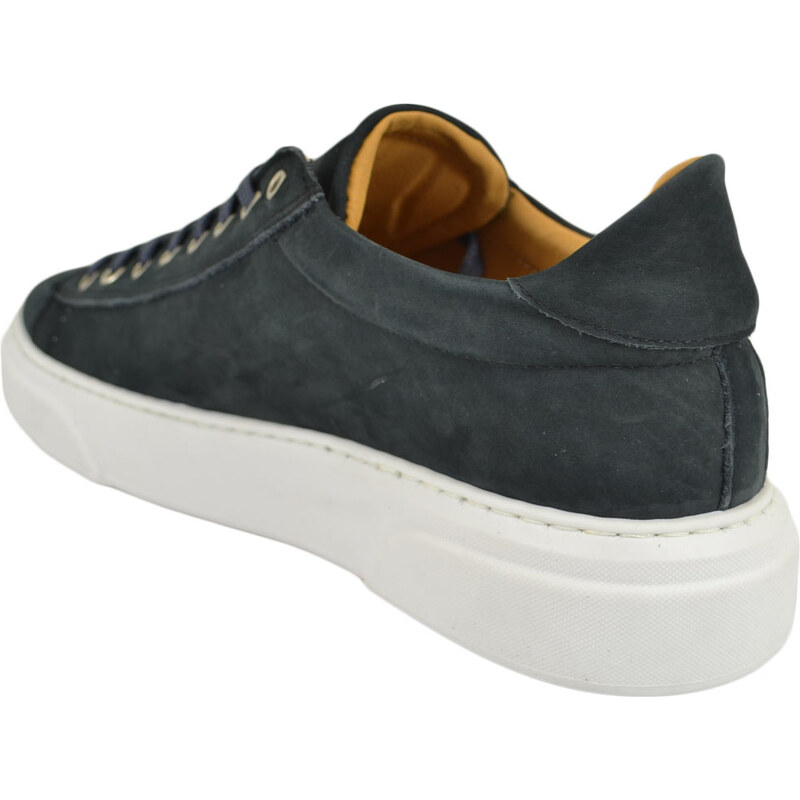 Malu Shoes Scarpa paul 4190 uomo basic vera pelle blu nabuk lacci basic comodo fondo in gomma moda casual