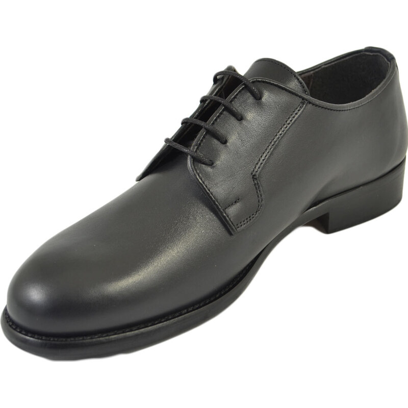 Malu Shoes Scarpe uomo stringate vera pelle nera spazzolata a mano fondo classico vero cuoio con antiscivolo moda elegante