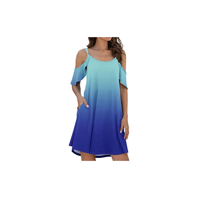LILLUSORY Abito Estivo Donna A Maniche Corte Con Spalle Scoperte - Vestibile Morbido E Fresco In Bianco, Taglia S - Perfetto Per Serate E Giornate Di Relax