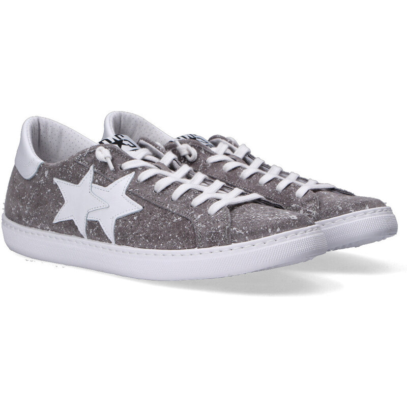 2 Star sneaker in camoscio e pelle grigio bianco