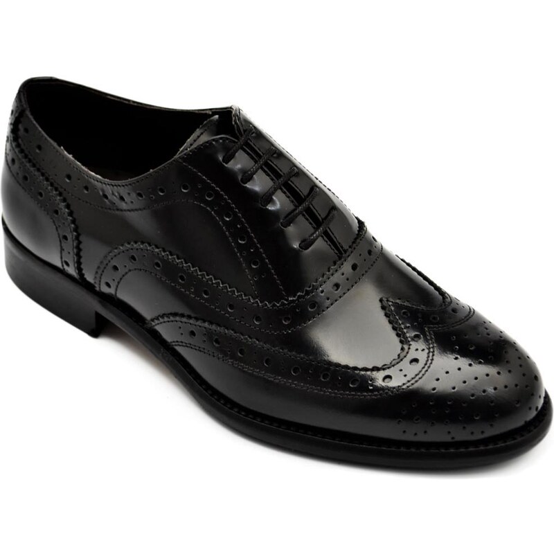Malu Shoes Scarpe uomo francesina oxford stringata elegante punta ricamo in vera pelle nera abrasivato fondo gomma light