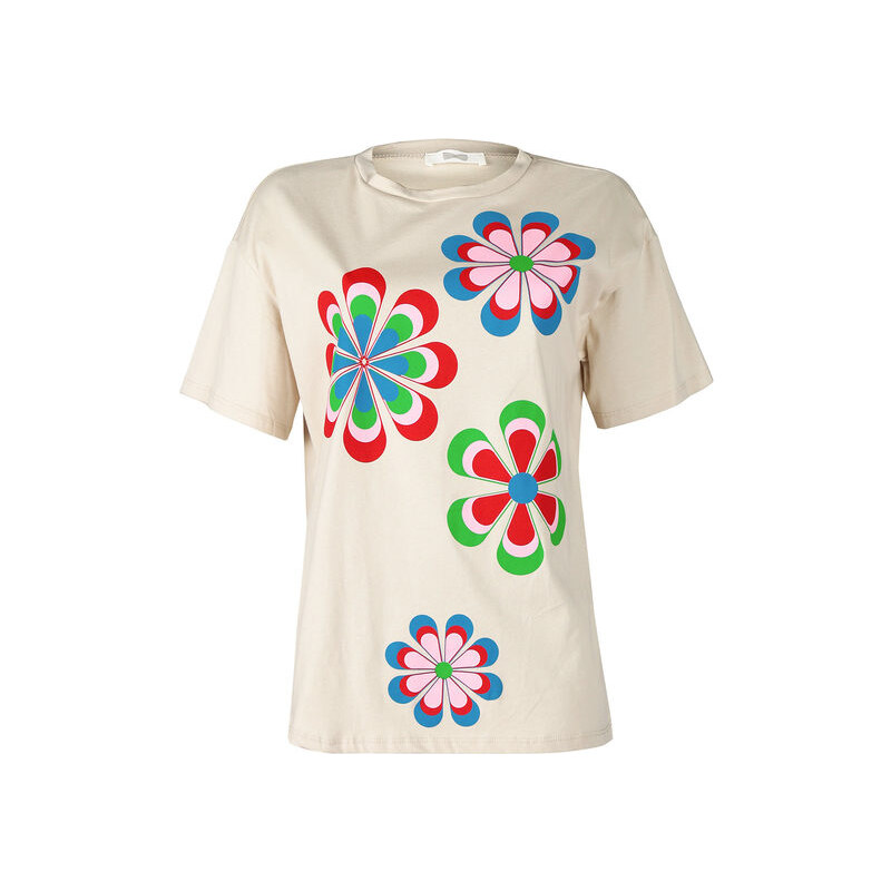 Miho's T-shirt Manica Corta Donna Con Stampe Beige Taglia Unica