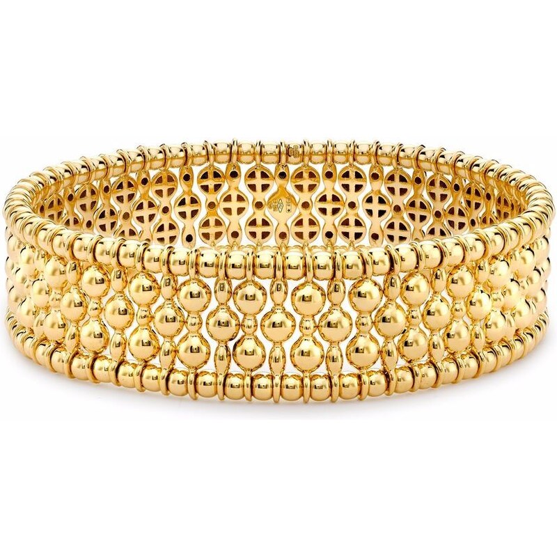 Bracciale Rigido Regolabile In Oro 14K – Donna, Con Barra Scorrevole E Zirconi, Catena Alla Moda