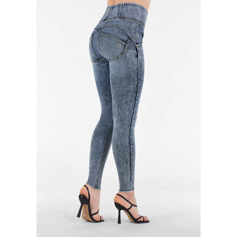 Jeans Freddy Push Up Vita Alta Superskinny - Denim Lavaggio Marble Con Strappi, Modellanti E Comodi