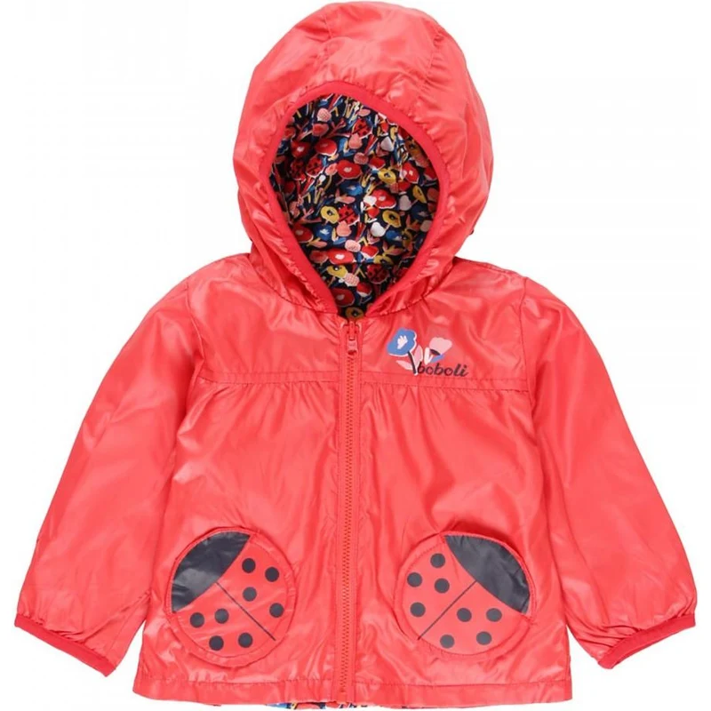 Boboli 232142 Giacca reversibile bambina rossa cappuccio e