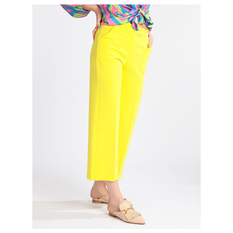 Frenetika Pantaloni Cropped Da Donna Eleganti Giallo Taglia Xl 