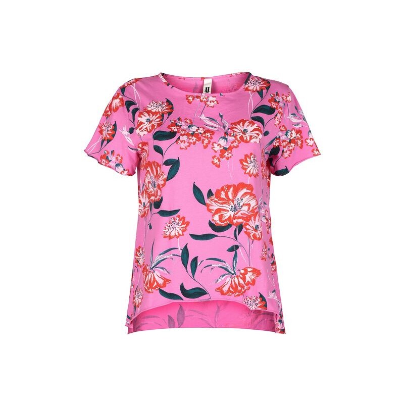 Wendy Trendy T-shirt Manica Corta Donna a Fiori Rosa Taglia Unica