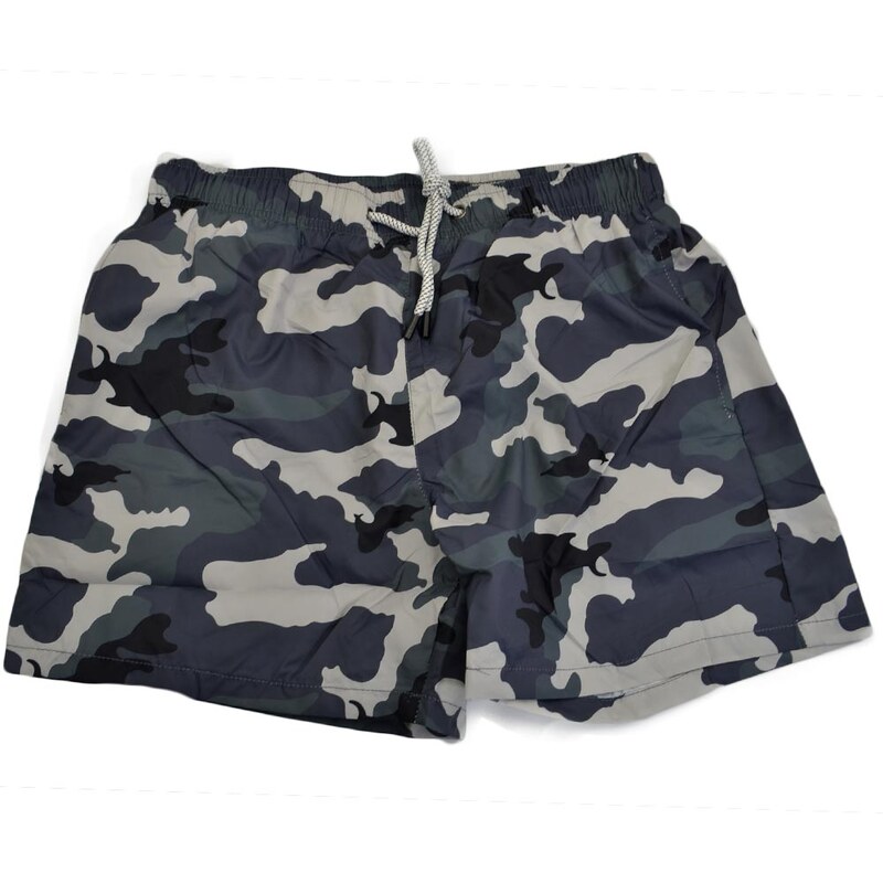 Malu Shoes Costume uomo grigio fantasia militare box con rete interna pantaloncino corto laccio made in italy asciugatura rapida