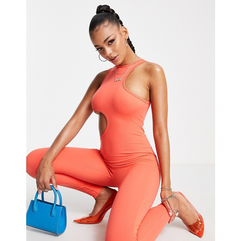 Simmi Clothing SIMMI - Tuta jumpsuit color corallo con cut-out-Arancione
