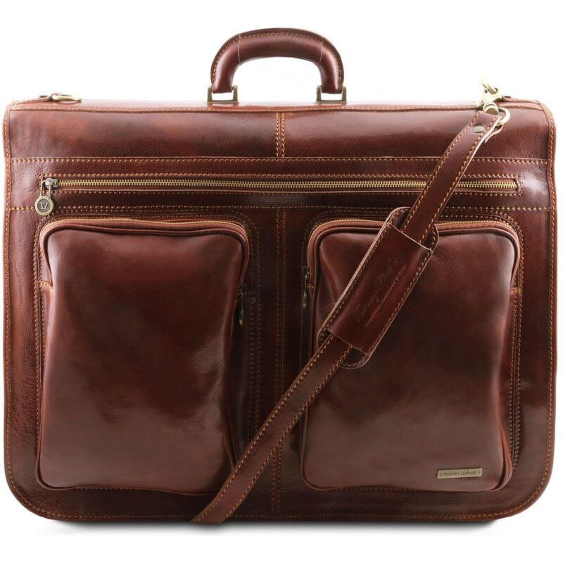 Tuscany Leather TL3030 Tahiti - Porta abiti in pelle con doppia tasca  davanti Marrone 