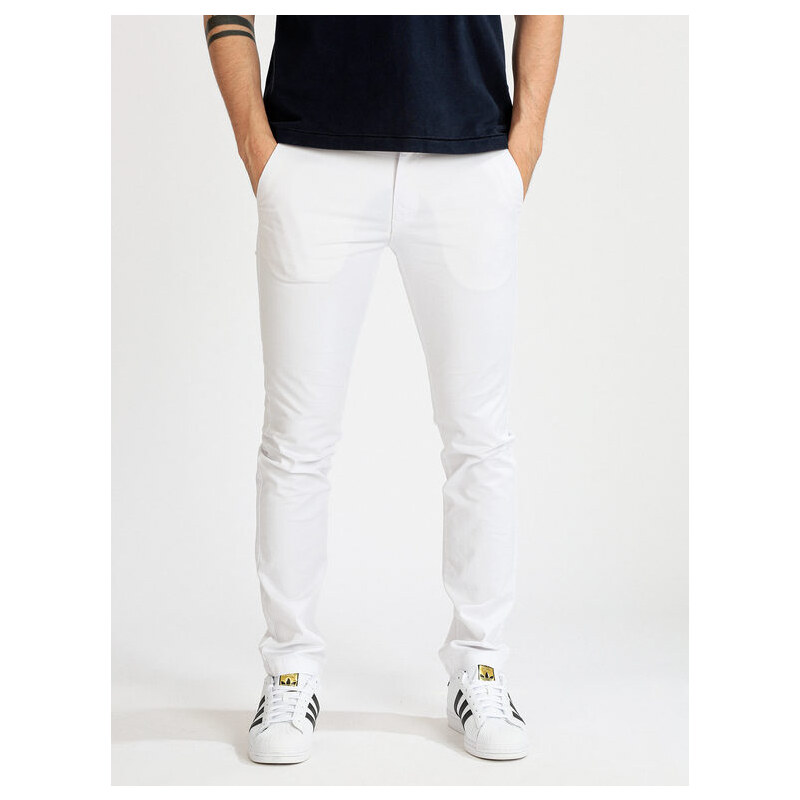 Baci & Abbracci Pantaloni Slim Fit Da Uomo In Cotone Casual Bianco Taglia 48