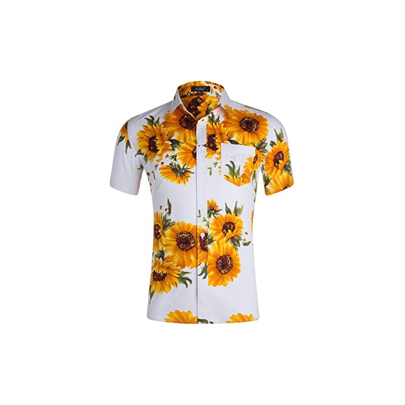 St Patricks's Day - Camicia hawaiana per uomo e adulto, stile irlandese, a maniche corte, con stampa a quadrifoglio, colore verde, San Paddy's Day, A1 verde., M