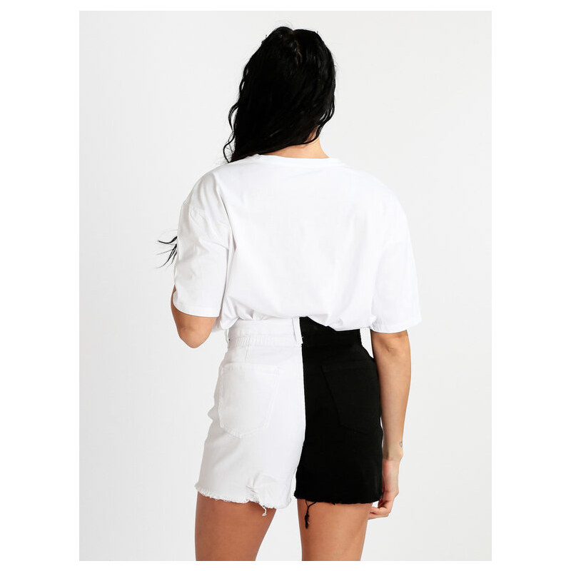 Solada T-shirt Donna Oversize Con Strass Manica Corta Bianco Taglia Unica