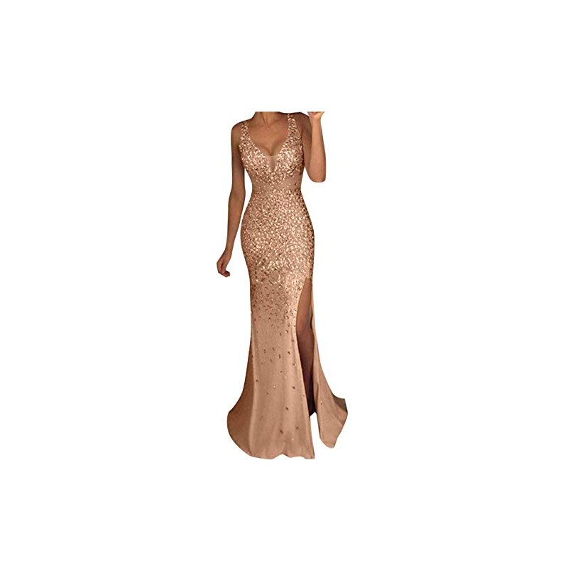 SHEIN Belle Abo da sera elegante, con scollo a V profondo, frange di perline e sirena di lusso