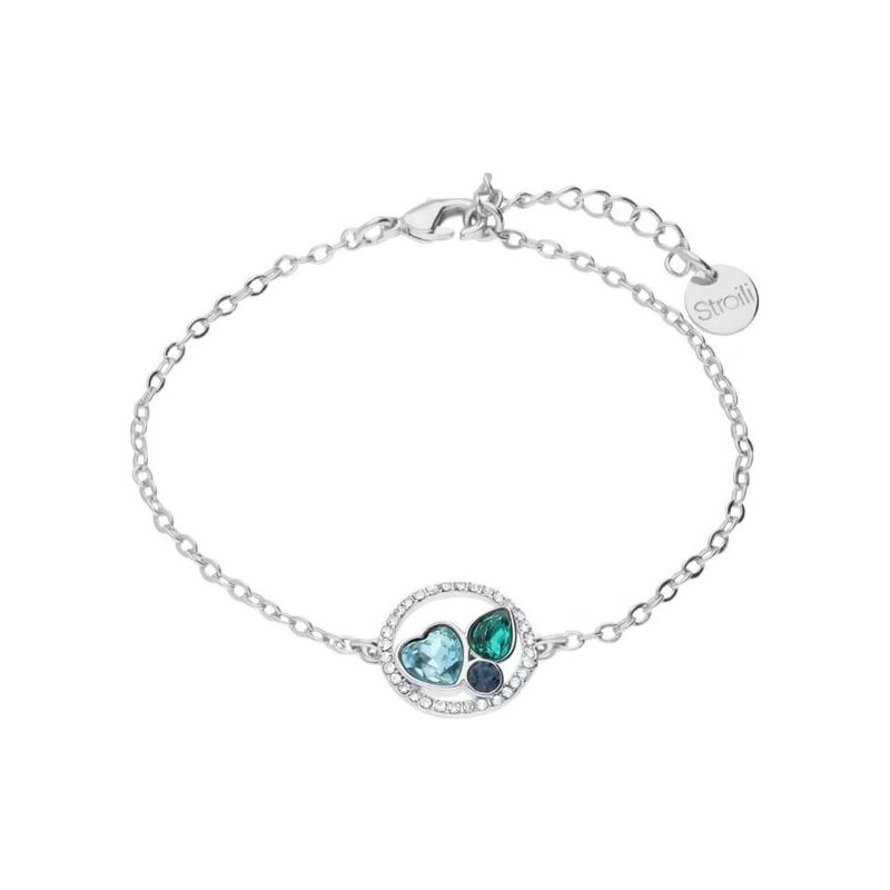 Guess UBB81161 Bracciale Donna In Argento Rodiato Con Ciondolo Cuore E Pietre Bianche