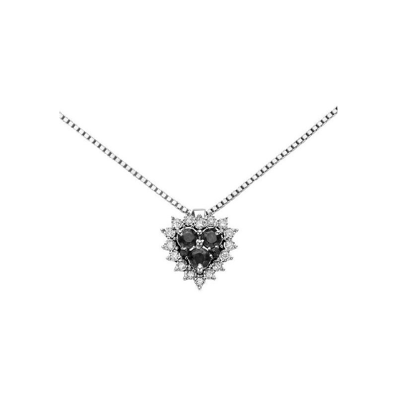 Donnaoro elements Collana donna con cuore in oro bianco e diamanti neri Donnaoro luce dhpf9129.004