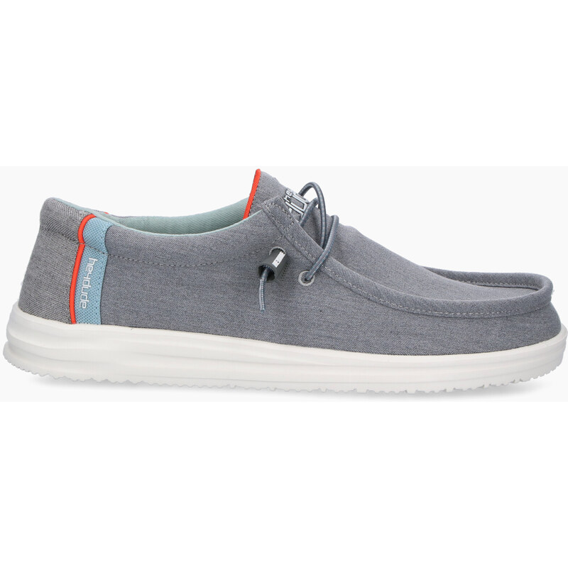 Hey Dude Mocassini Da Uomo Wally Summer Linen In Tessuto Bianchi Hey Dude Wally Summer Linen White Stone Grey