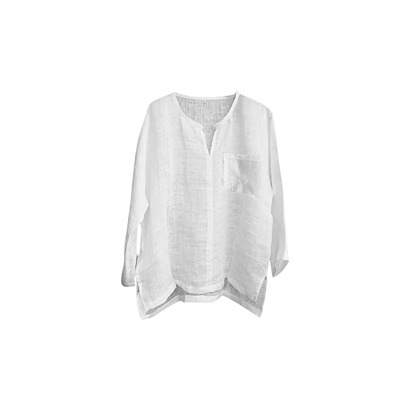 GURU SHOP Camicia Yoga Uomo In Cotone Leggero | Colletto Alto | Maniche Corte | Casual | Arancione | Commercio Equo