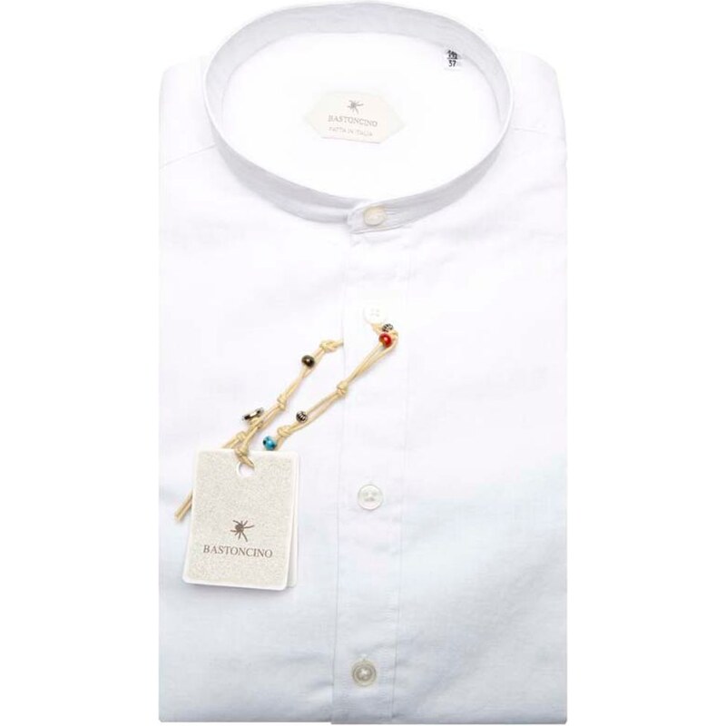 Camicia Kurta Uomo Bellstone In Misto Cotone | Tinta Unita Con Mezzo Bottone | Colletto Coreano E Maniche Arrotolabili | Taglia XL