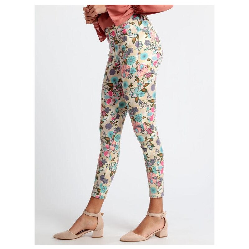 Solada Pantaloni Slim Con Stampa Floreale Casual Donna Multicolore Taglia Xs