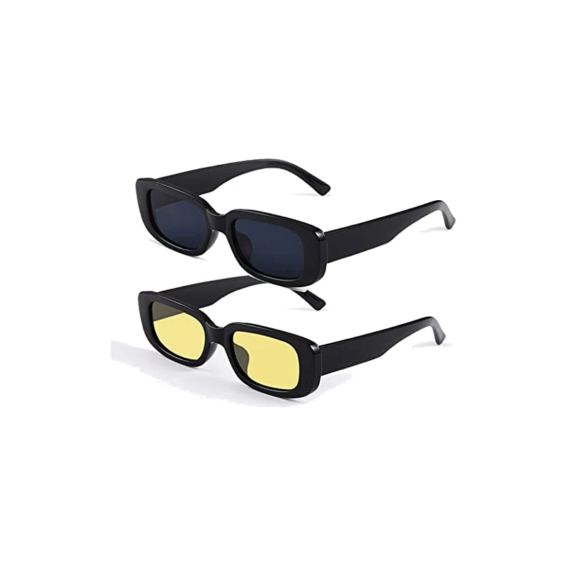 Long Keeper Occhiali da Sole Donna – Retrò Occhiali da Sole Rettangolari Vintage Occhiali Sole Montatura Irregolare alla Moda Protezione UV