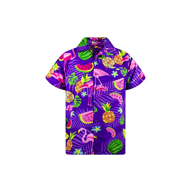 King Kameha Funky Camicia Hawaiana, Flamingo Melone, Viola, 3XL - Foto 3