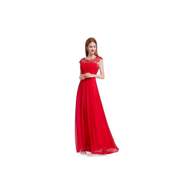 Ever-Pretty Vestiti da Sera Donna Linea ad A Elegante Stile Impero Chiffon  Abiti da Damigella d'Onore Rosso 40 