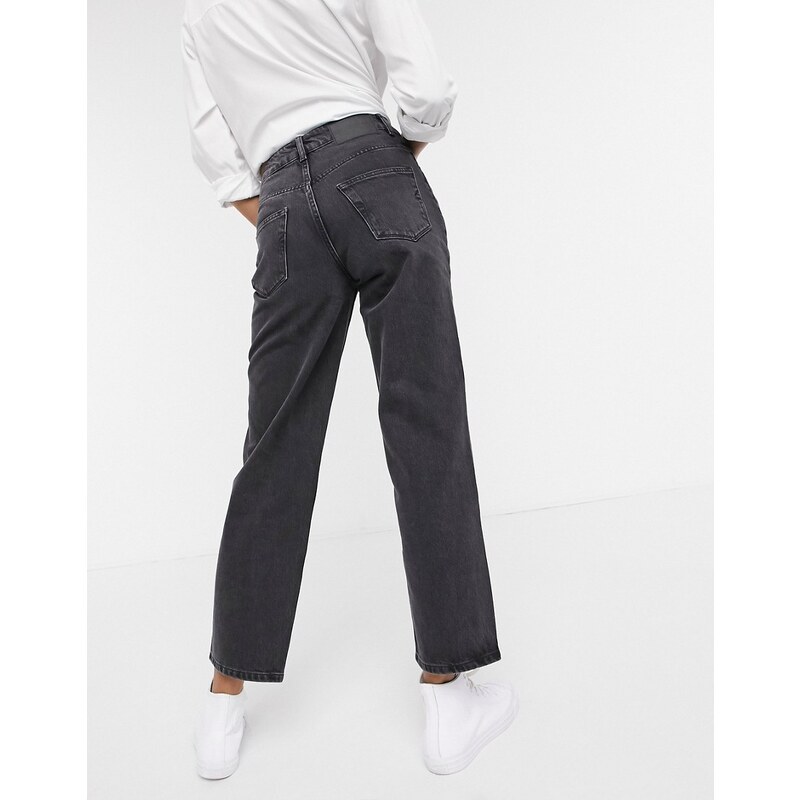 Selected Femme - Jeans dritti in cotone grigio slavato - GREY