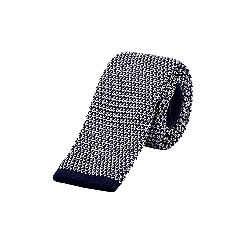 DonDon Cravatta Uomo fatta a maglia 5 cm - blu scuro bianco