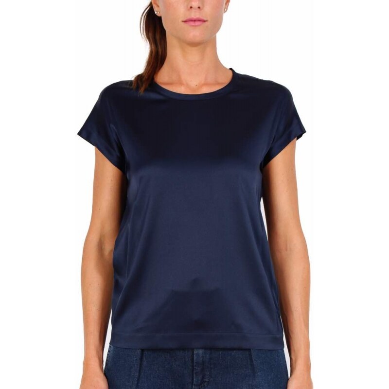 Pinko TOP GIROCOLLO IN RASO DI SETA BLU. Donna Stileo