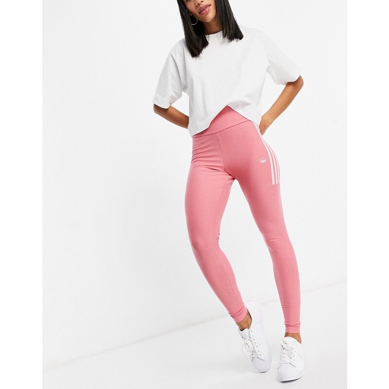 adidas Originals Fakten Leggings rosa polvere con logo e 3 strisce Stileo