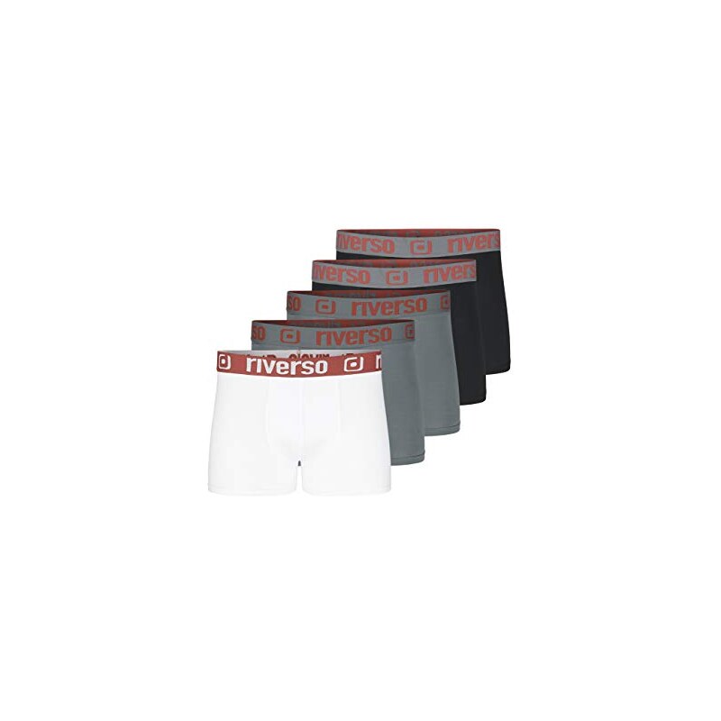 Boxer Uomo Riverso RIVHarry - Confezione 5 Pezzi, Cotone Organico, Colori Assortiti, Taglie S-6XL