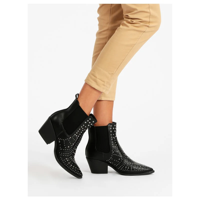 Bellamica Stivaletti Texani Con Borchie Tronchetti Donna Nero Taglia 37