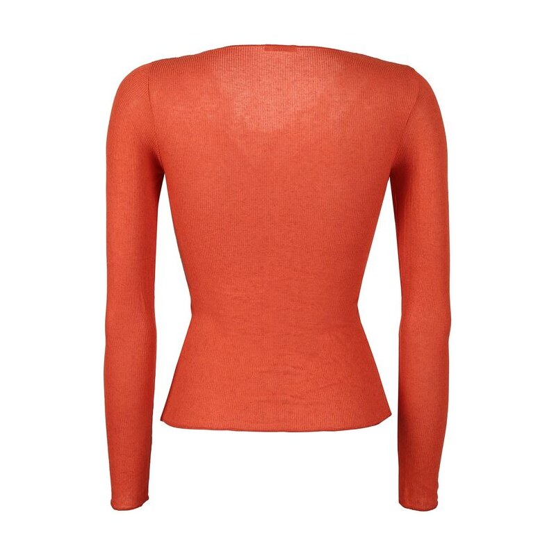 Sublyme Maglietta Donna Cashmere Con Pizzo T-shirt Manica Lunga Arancione Taglia L