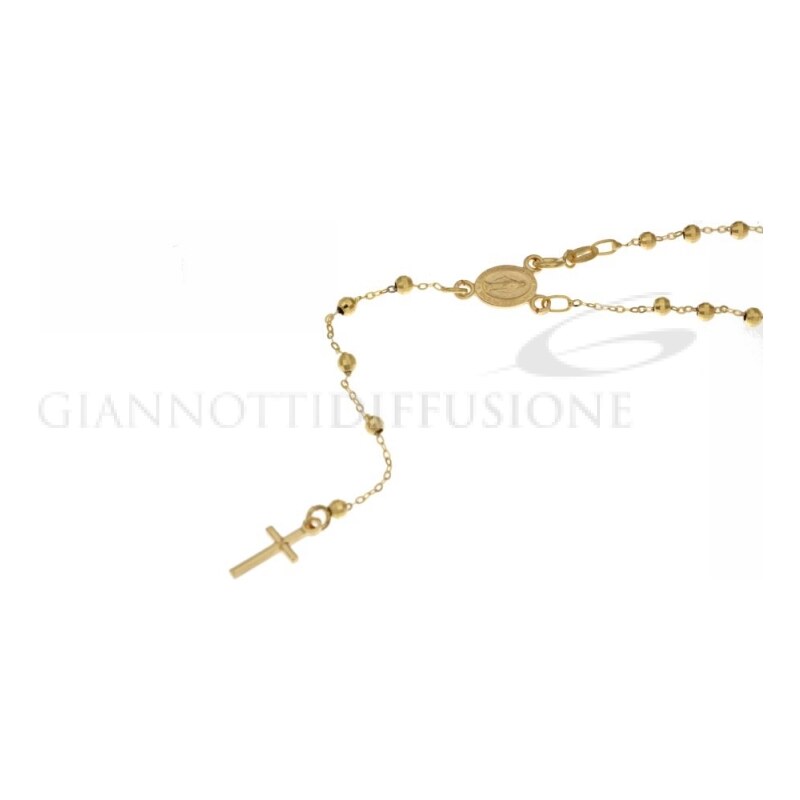 Giannotti Girocollo rosario in oro giallo, lucido, con catenina rolo' ovale e grani sfaccettati, 60cm