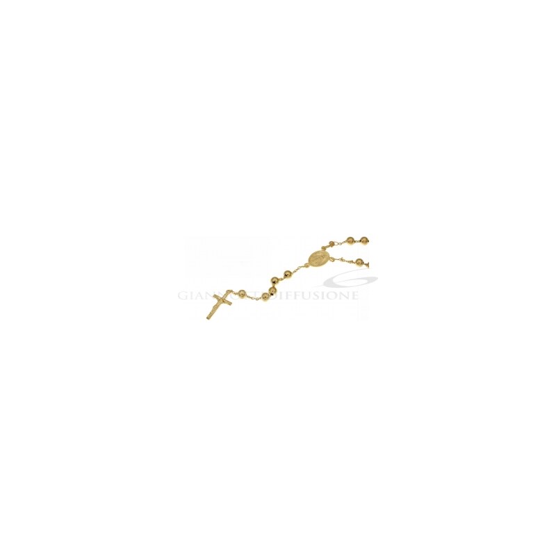 Giannotti Girocollo rosario in oro giallo, lucido, con catenina rolo' diamantata e grani lisci, 50cm