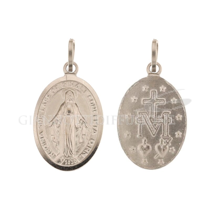 Giannotti Medaglia coniata in oro bianco con Madonna Miracolosa