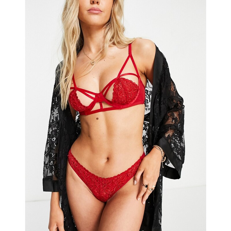Scandale - Éco-Lingerie - Perizoma in pizzo guipure rosso