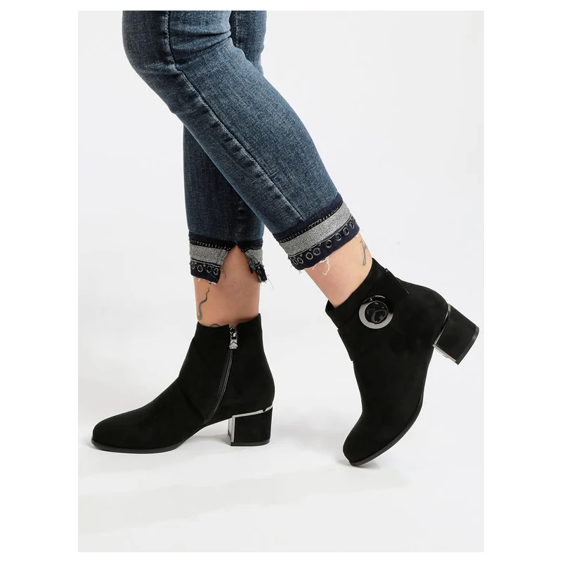 Solo Soprani Stivaletti Scamosciati Con Tacco Tronchetti Donna Nero Taglia  38