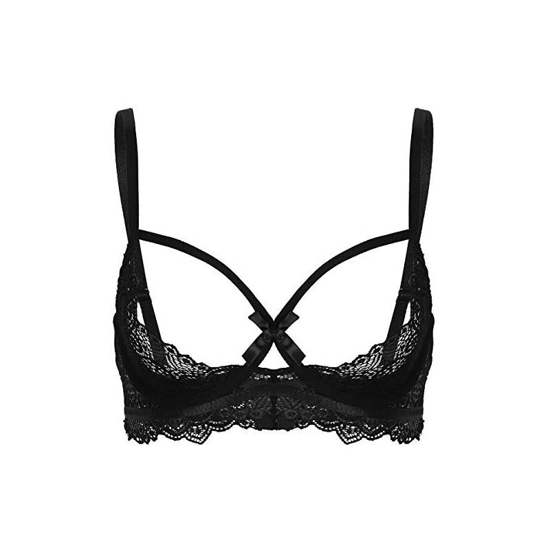 Reggiseno Aperto Trasparente In Pizzo - Senza Coppa, Lingerie Sexy, Taglia 90
