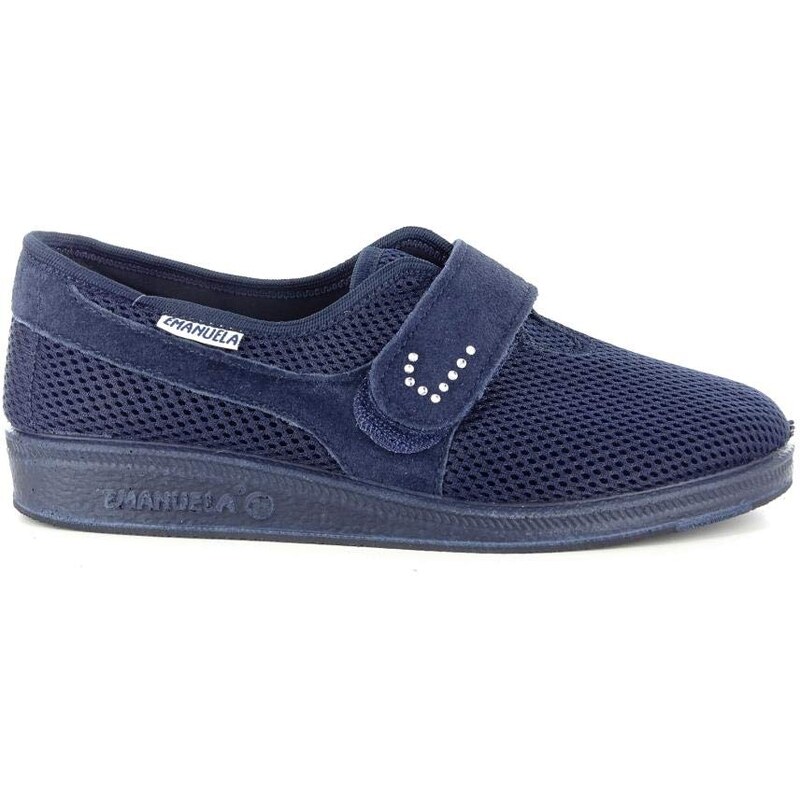 EMANUELA 669 Pantofola Scarpe in Tela da Donna Blu con Velcro