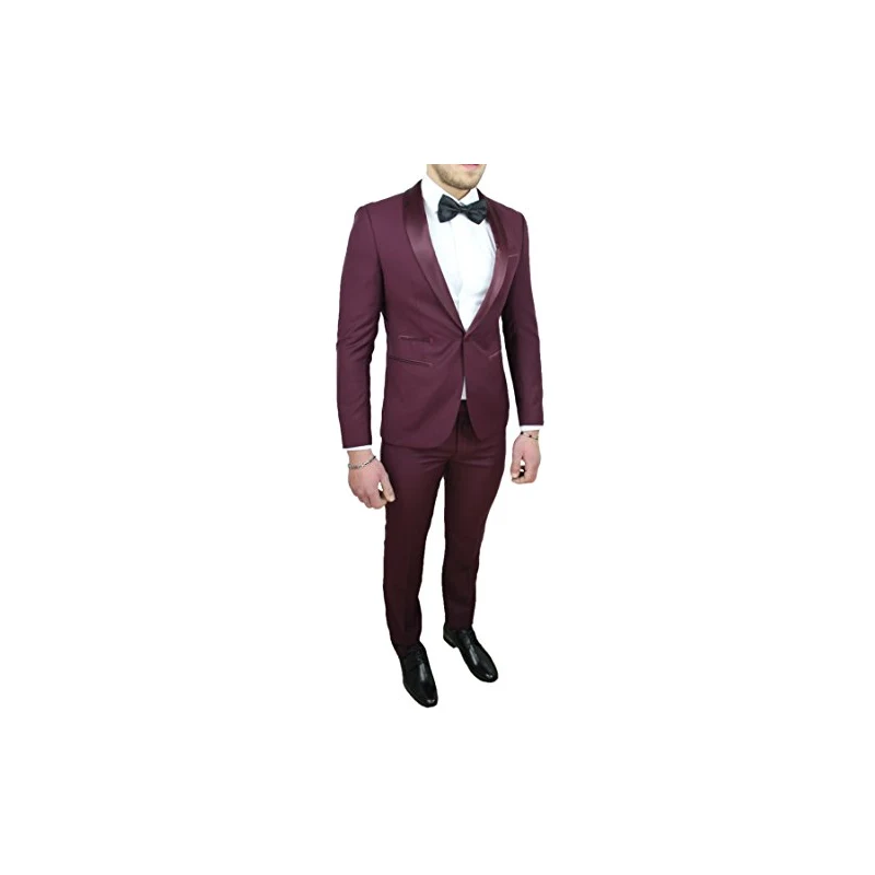 Mat Sartoriale Abito Completo Uomo Sartoriale Raso Vestito Smoking Elegante Cerimonia 54