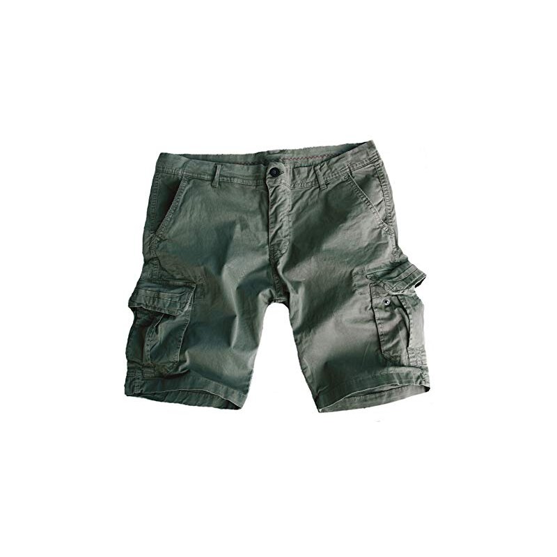 Pantaloncini Cargo Uomo Multitasche In Cotone, Bermuda Estivi Con Tasche Fluorescenti