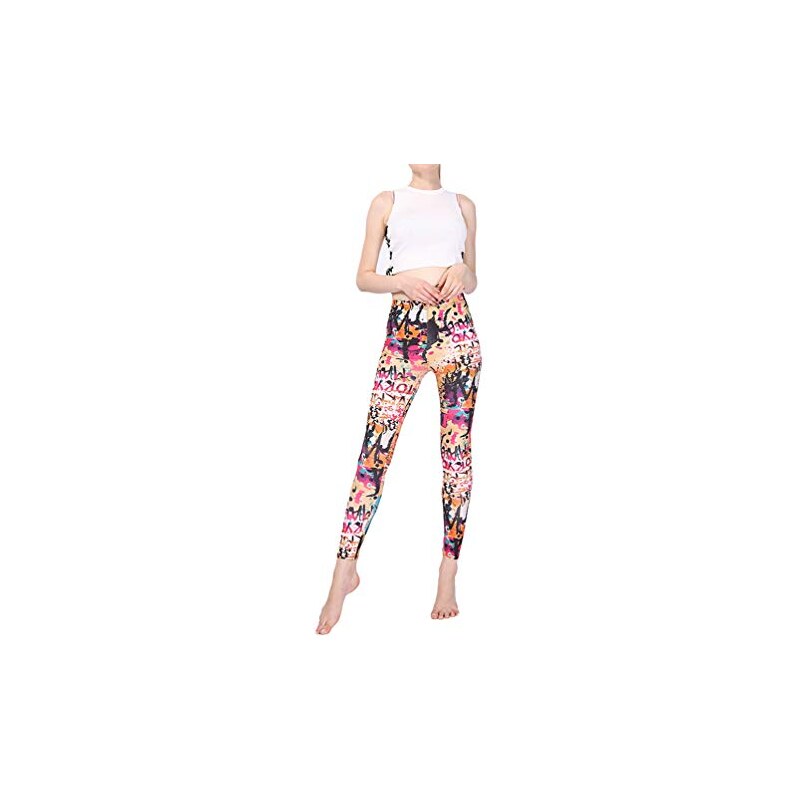WanYangg Leggings Donna Pantacollant Pantacollant Fantasia Colorati Classico vestibilità Slim Push Up Pantaloni Leggings Graffiti Mimetici Nove Pantaloni Stampati a Matita 8805