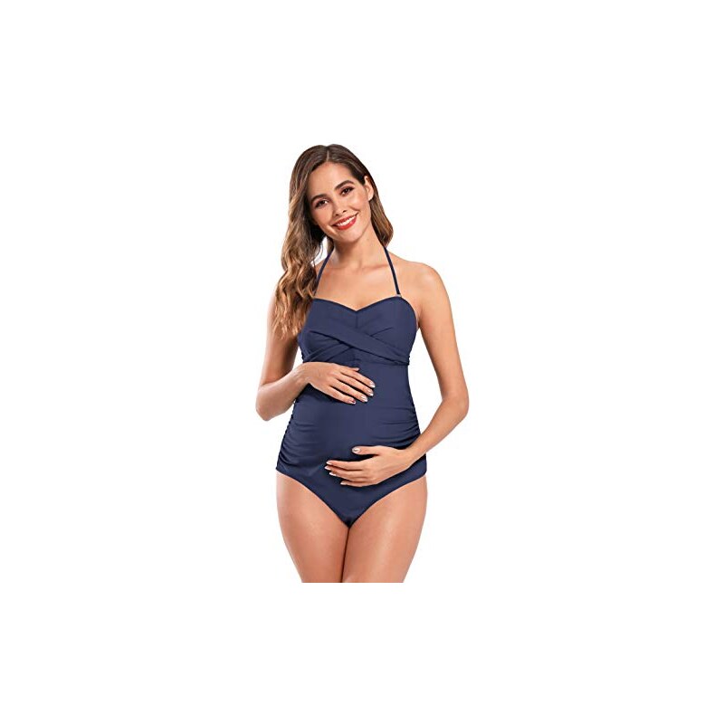SHEKINI Dames Tweedelige Zwangerschap Badmode Set Volants Verstelbare