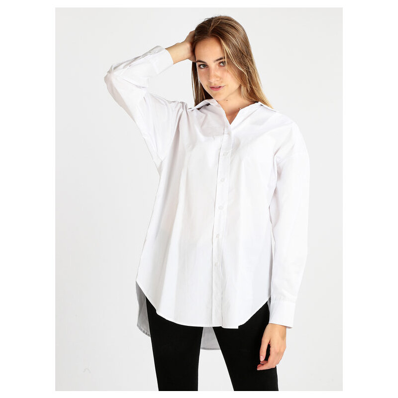 Sun Sun Sun Maxi Camicia Donna Oversize In Cotone Classiche Bianco Taglia Unica