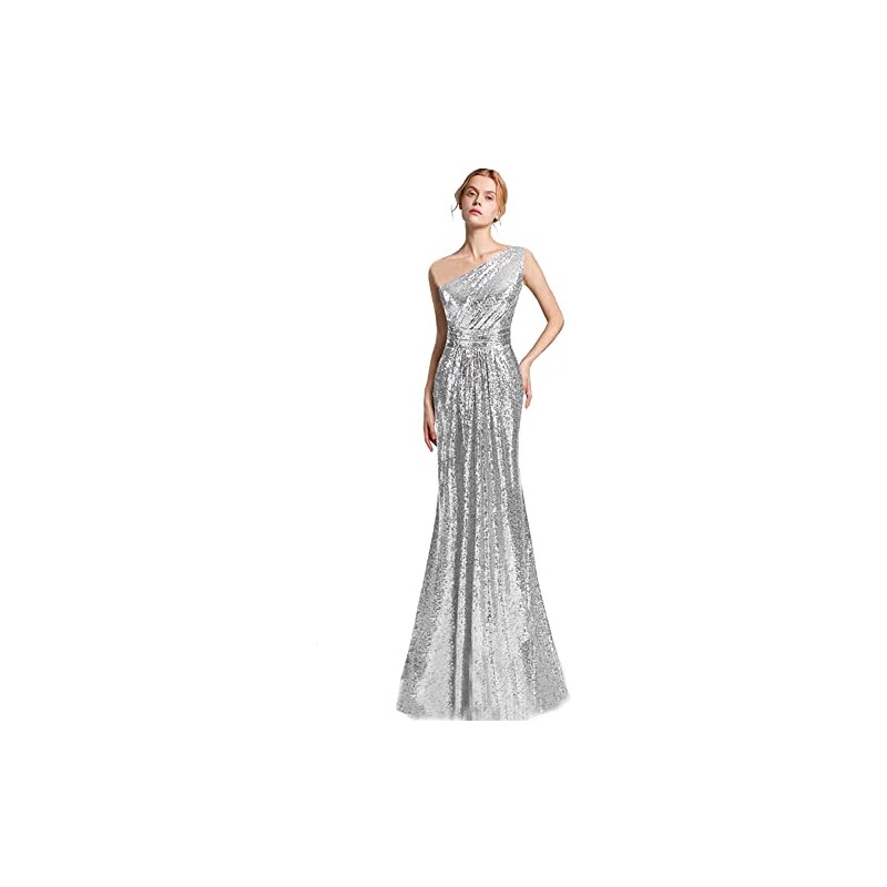 Maya Plus - Vestito Lungo Da Damigella In Tulle A Maniche Corte Verde Smeraldo Con Delicate Paillettes Tono Su Tono
