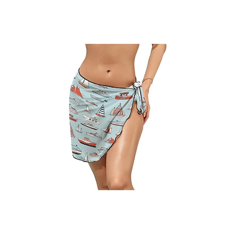 Laphilo Pareo Copricostume Donna Chiffon Corto Mare Spiaggia Vacanza Cod 6089 Verdone 121379091