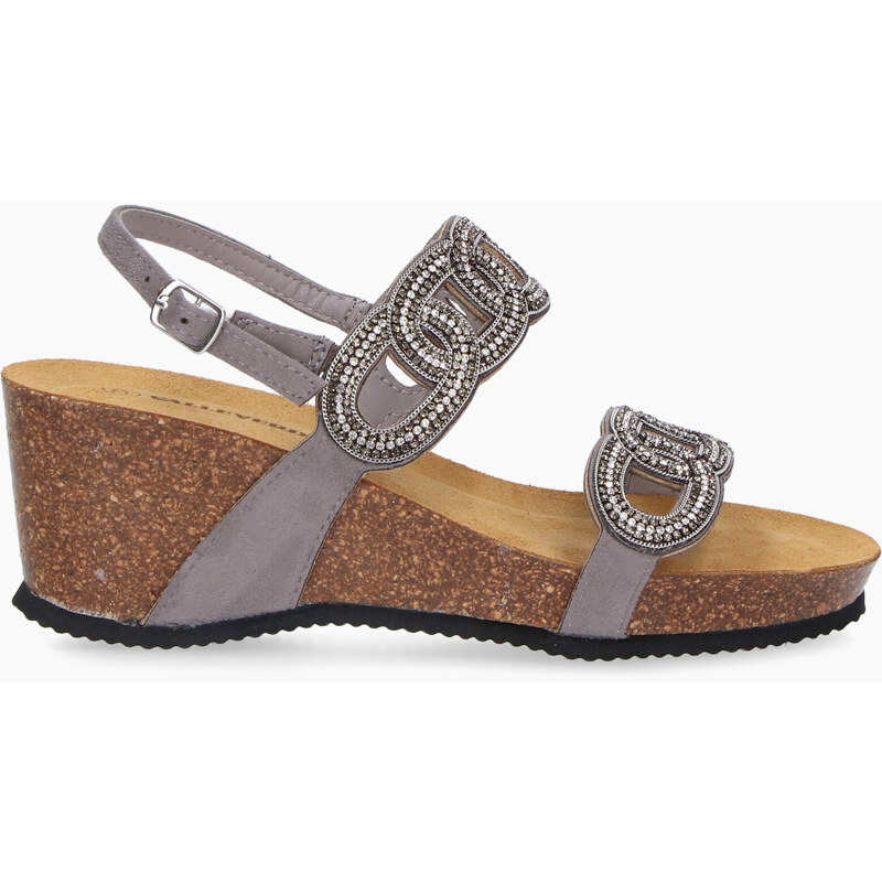 Valleverde Sandali Zeppa Donna 16084 - Pelle Morbida Con Memory Foam, Colore Marrone, Tacco 3 Cm, Plateau 1,5 Cm - Estivi E Comodi Con Cinturino Laterale - 3