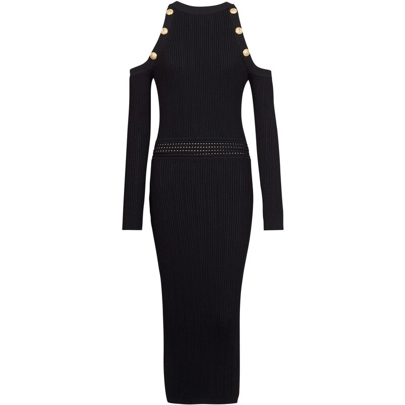 Balmain Abito midi con spalle scoperte - Nero 